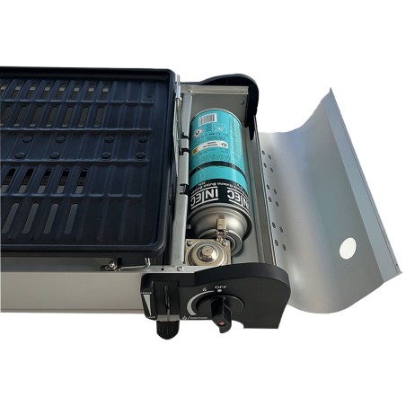 Barbecue à gaz Portable Grill 1900W Allumage Piezo + Récupérateur de graisse amovible & lavable Camping COOK160