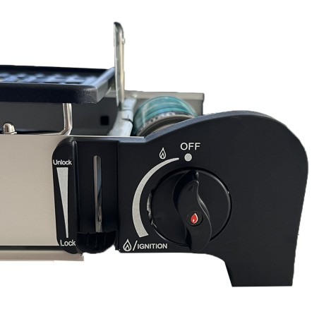 Barbecue à gaz Portable Grill 1900W Allumage Piezo + Récupérateur de graisse amovible & lavable Camping COOK160