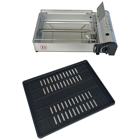 Barbecue à gaz Portable Grill 1900W Allumage Piezo + Récupérateur de graisse amovible & lavable Camping COOK160