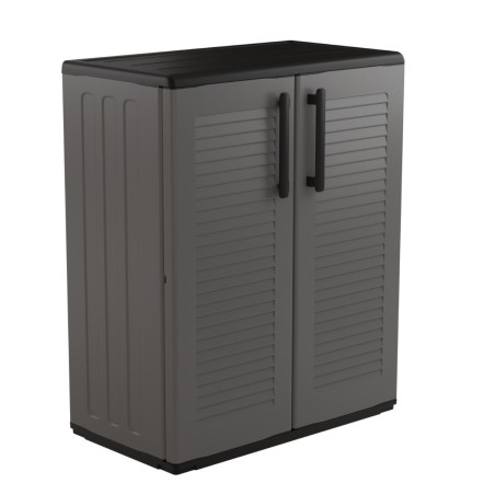 Armoire de Rangement Grise - Meuble bas Garage Buanderie 2 portes Polypropylène Recyclé 68x37h84 cm