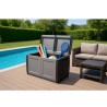 Coffre de rangement 230L Coffre de Jardin Gris/Noir 96 x 53 x H57cm Poignées de transport polypropylène INTEC