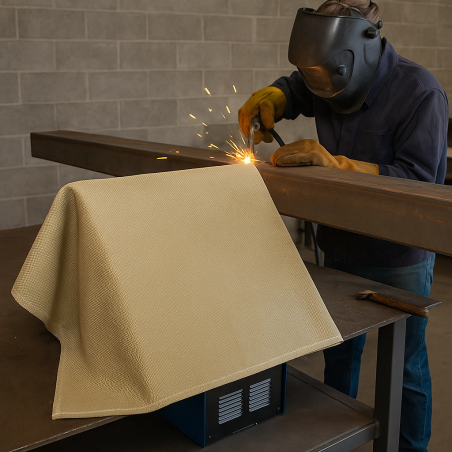 Bâche de soudure anti-chaleur 550 °C - Fibre de verre 2x1 m - Couverture de soudage M0 certifiée