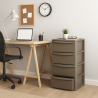 Commode basse 4 tiroirs 39 x 38.5 x H 80.5 cm Marron - Meuble de Rangement Chambre Bureau Buanderie Art Plast