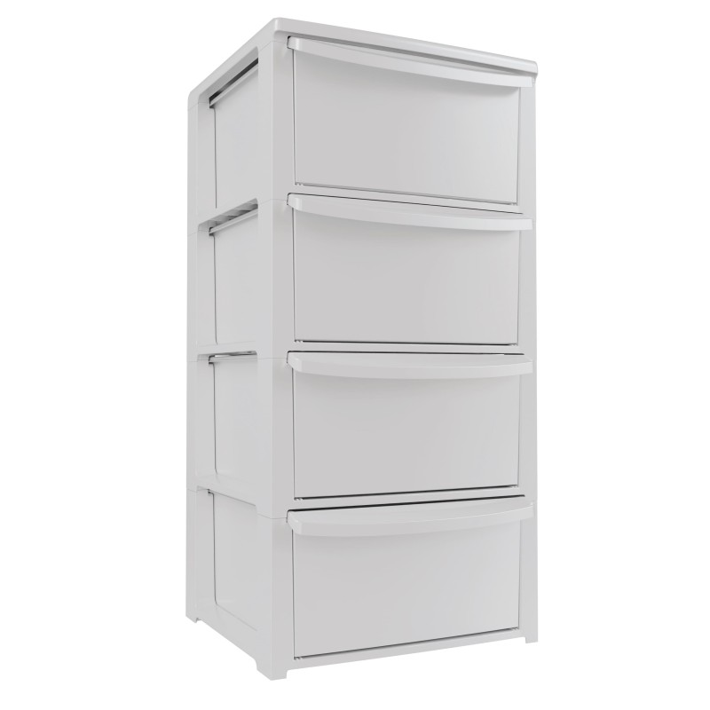 Commode 4 tiroirs Blanc - Meuble de Rangement Chambre Bureau Buanderie 39 x 38.5 x H 80.5 cm Art Plast