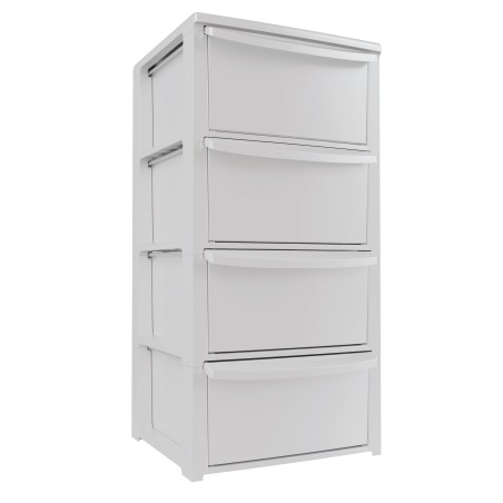 Commode 4 tiroirs Blanc - Meuble de Rangement Chambre Bureau Buanderie 39 x 38.5 x H 80.5 cm Art Plast