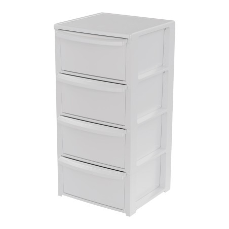 Commode 4 tiroirs Blanc - Meuble de Rangement Chambre Bureau Buanderie 39 x 38.5 x H 80.5 cm Art Plast