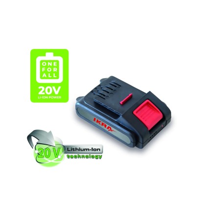 Batterie de rechange 20V- 2.0 Ah Lithium Puissance 40 Wh, légère 360 g, compatible tous outils IKRA 20V