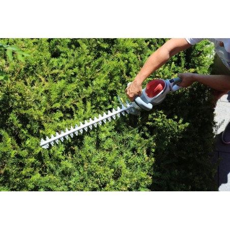 Taille-haie électrique 600W Double lame 55 cm Poignée ergonomique pivotante Frein électrique IKRA