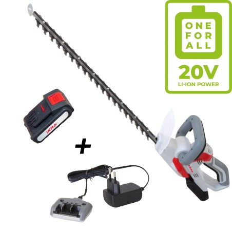 Taille haie sans fil 20V Lame 54 cm + Batterie Lithium 2.0Ah + Chargeur 20V - Jardin, haies et arbustes IKRA