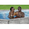 Piscine hors sol à Hublot 4.27x25 x10m Gris Effet Pierre- Piscine tubulaire ovale + Echelle, Pompe + Bâche 4 saisons Bestway