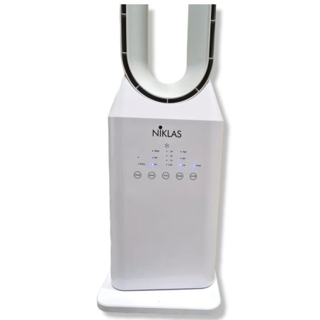 Ventilateur Sans Pales 50W - Ventilateur Colonne à Télécommande 3 Vitesses avec Minuterie 7h Design Blanc