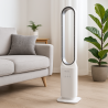 Ventilateur Sans Pales 50W - Ventilateur Colonne à Télécommande 3 Vitesses avec Minuterie 7h Design Blanc