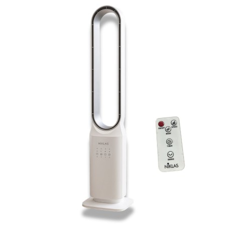 Ventilateur Sans Pales 50W - Ventilateur Colonne à Télécommande 3 Vitesses avec Minuterie 7h Design Blanc