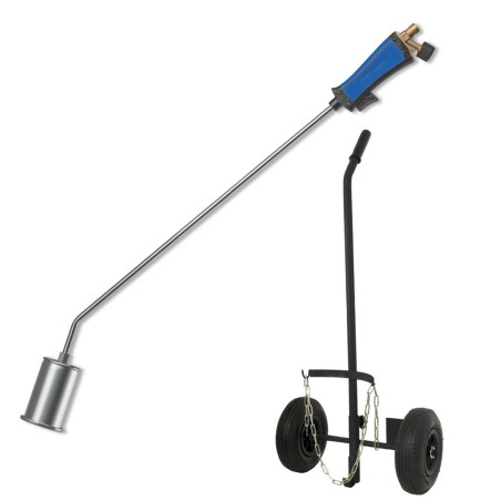 Desherbeur thermique Bruleur 60 mm Tuyau 5 mètres Chariot à roues pour bouteille gaz Allume gaz + Détendeur Gaz KEMPER