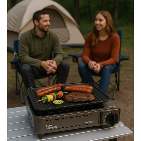 Barbecue à gaz Portable Grill 1780W + 4 Cartouches Gaz Butane Allumage Piezo + Mallette Camping ALPEN