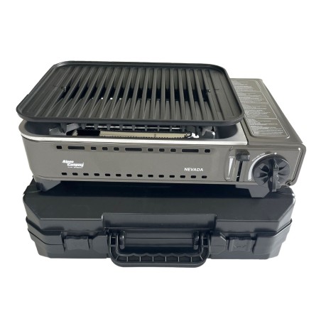 Barbecue à gaz Portable Grill 1780W + 4 Cartouches Gaz Butane Allumage Piezo + Mallette Camping ALPEN