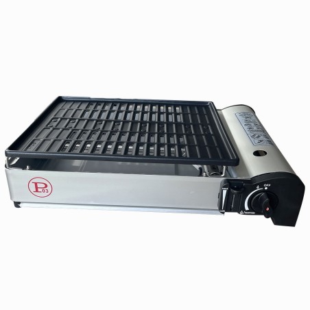 Barbecue à gaz Grill 1900W + 8 cartouches de gaz Allumage Piezo + Récupérateur de graisse Camping COOK160
