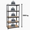 Etagère de Rangement Métal Noire 90 x 60cm x H180cm Haute qualité 5 Plateaux Charges lourdes 1500kg INTEC