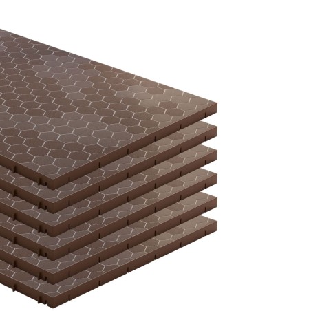 Lot de 6 Dalles de sol Clipsables Marron Taupe 116x76x3cm Polypropylène Revêtement de Sol Modulable 4.61m2 INTEC