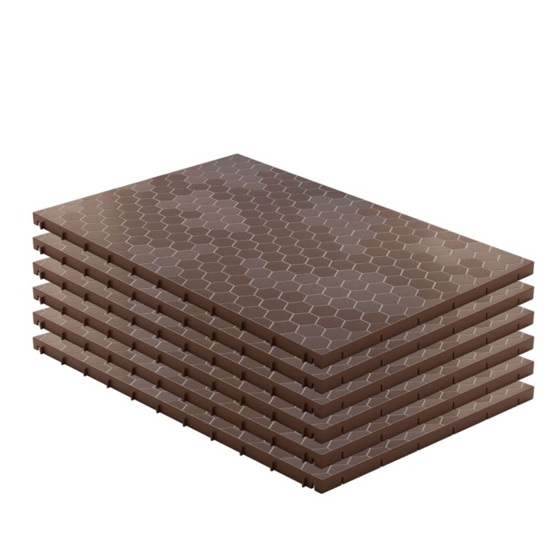 Lot de 6 Dalles de sol Clipsables Marron Taupe 116x76x3cm Polypropylène Revêtement de Sol Modulable 4.61m2 INTEC