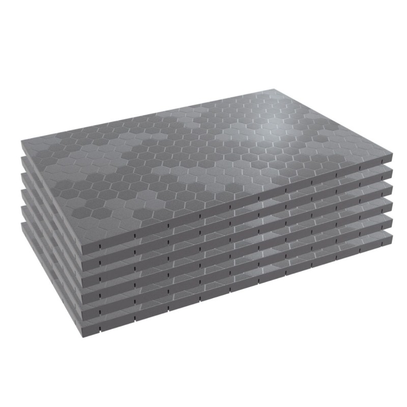 Lot de 6 Dalles de sol Clipsables Grises 116x76x3 cm Rectangulaire Polypropylène Revêtement de Sol Modulable 4.61m2 INTEC