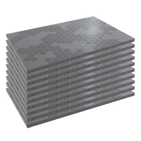 Lot de 10 Dalles de sol Clipsables Grises 116x76x3 cm Rectangulaire Polypropylène Revêtement de Sol 7.69m2 INTEC