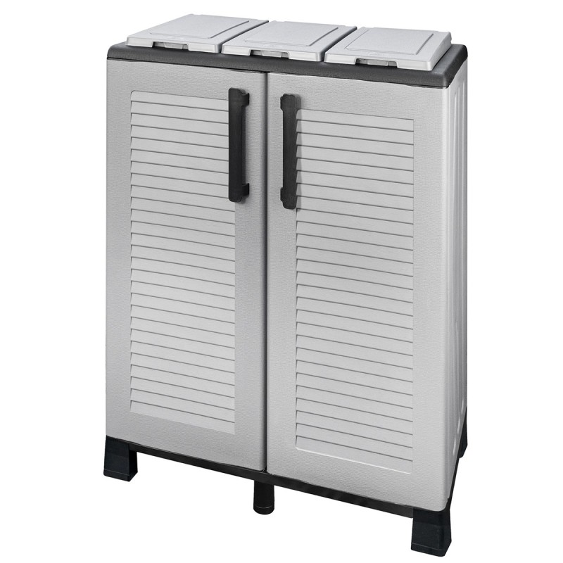 Armoire Poubelles de Tri Sélectif 3 Sacs Recyclage Gestion des Déchets 68 x 37 x 90 cm Intérieur Extérieur INTEC