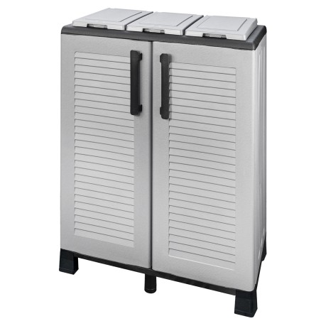 Armoire Poubelles de Tri Sélectif 3 Sacs Recyclage Gestion des Déchets 68 x 37 x 90 cm Intérieur Extérieur INTEC