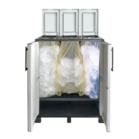 Armoire Poubelles de Tri Sélectif 3 Sacs Recyclage Gestion des Déchets 68 x 37 x 90 cm Intérieur Extérieur INTEC