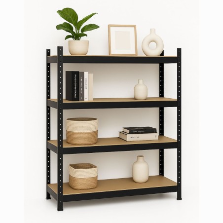 Etagère de Rangement Métal Noir 160 x 60 x H180cm Haute qualité 4 Plateaux Charges lourdes 1600kg INTEC