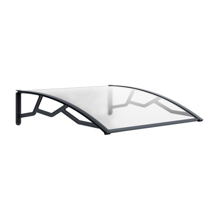 Auvent de Porte d'Entrée 100 x 120 cm Transparente - Polycarbonate Alvéolé Marquise Extérieure Bras Polypropylène Art Plast