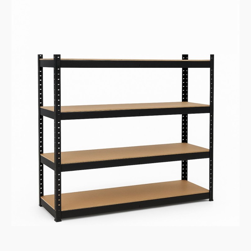Etagère de Rangement Métal Noir 160 x 60 x H180cm Haute qualité 4 Plateaux Charges lourdes 1600kg INTEC