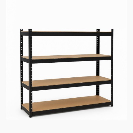Etagère de Rangement Métal Noir 160 x 60 x H180cm Haute qualité 4 Plateaux Charges lourdes 1600kg INTEC