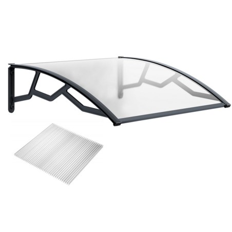 Auvent de Porte d'Entrée 100 x 120 cm Transparente - Polycarbonate Alvéolé Marquise Extérieure Bras Polypropylène Art Plast