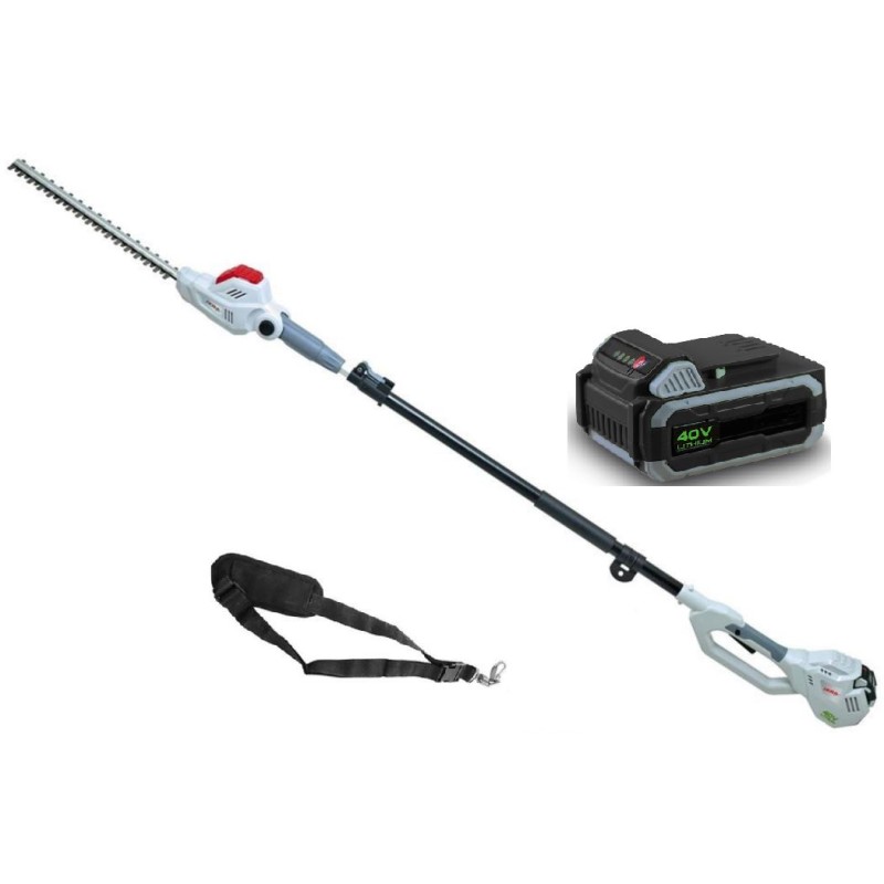 Taille Haie à perche télescopique 40V Batterie Lithium 2,5Ah + Chargeur Led 40V - Sangle d'épaule -Taille haie sans fil IKRA