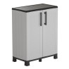 Meuble de rangement 2 portes 2 Etagères Gris 68 x 37 x 90cm Armoire de rangement basse