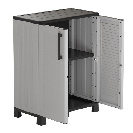 Meuble de rangement 2 portes 2 Etagères Gris 68 x 37 x 90cm Armoire de rangement basse