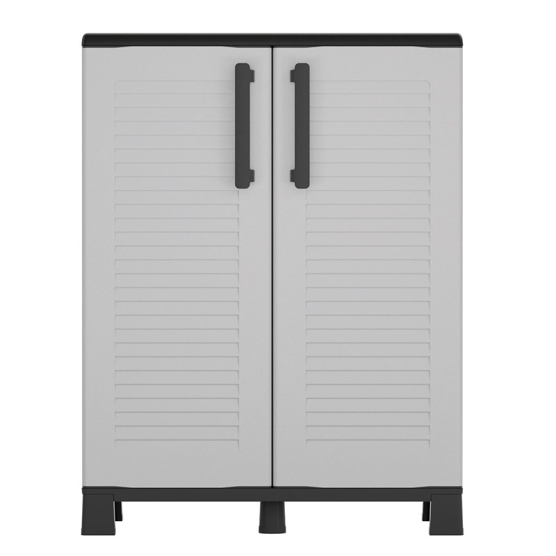 Meuble de rangement 2 portes 2 Etagères Gris 68 x 37 x 90cm Armoire de rangement basse
