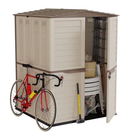 Abri de Jardin Extérieur Beige - Cabanon de Jardin avec plancher 151x146x200 - Rangement Outils, Vélos ARTPLAST