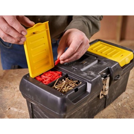 Boite à Outils L41xP18x20 cm + 2 Organiseurs Couvercle - Robuste Poignée Articulée STANLEY