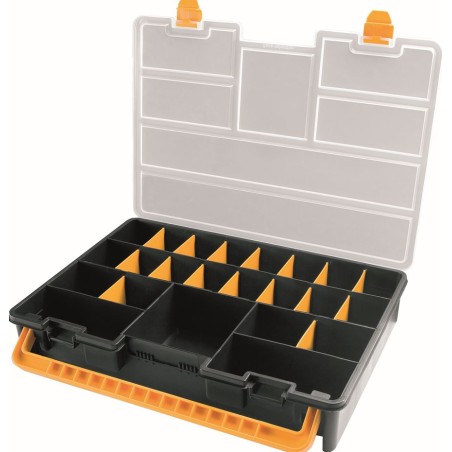 Boîte de rangement professionnelle Organiseur 23 compartiments amovibles Noir Orange 44.3 x 31.7 x 8 cm ARTPLAST