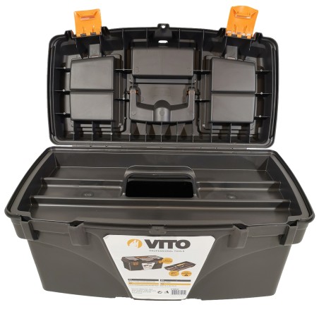 Boite à outils vide 21" 53.5 x 29.1 x 28 cm - Caisse à outils 3 organiseurs + Porte outils amovible VITO