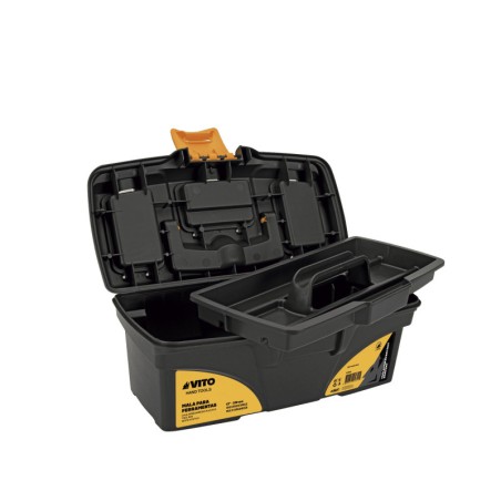 Boite à outils noire 16" 41 x 20.9 x 19.5 cm - Caisse à outils vide 2 organiseurs et porte outils Amovible VITO