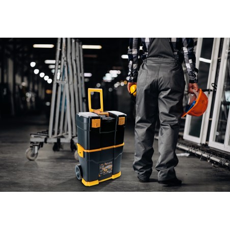 Servante à Outils Mobile - 2 Compartiments Modulables Boite à Outils 2 Roues Charge 70 kg Trolley