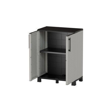Armoire de rangement Gris 68 x 37 x 90cm Meuble de rangement Intérieur Exterieur 2 portes 2 Etagères Charnière acier INTEC