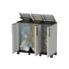 Poubelles de tri Selectif 3 Sacs Armoire Recyclage Gris Clair 102 x 37 x 90 cm Poubelle de tri 3 Portes 4 pieds INTEC