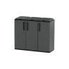 Meuble de tri Selectif 3 Sacs Gris - Cache Poubelles de tri Intérieur /Extérieur Dimensions 102 x 37 x 84 cm - INTEC