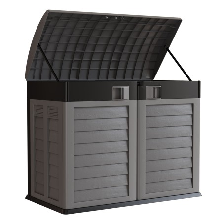 Cache Poubelles 2 portes Gris - Tri sélectif Extérieur - Abri Poubelle Design pour Terrasse et Jardin 1500L INTEC