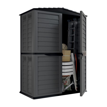 Abri de jardin 2 portes 151 x 83 x H200 cm Anthracite Cabanon de jardin Plancher intégré INTEC