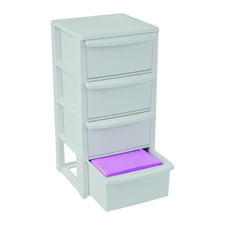 Commode 4 tiroirs Blanc - Meuble de Rangement Chambre Bureau Buanderie 39 x 38.5 x H 80.5 cm Art Plast